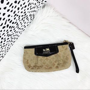 Coach beige brown wristlet bag